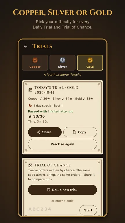 Trials of rising difficulty